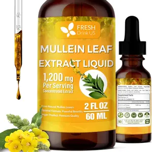 【FreshDrinkUS】 2 fl oz (60ml) Mullein Drops for Lungs Cleanse Support, Mullein Extract Liquid, 1200mg per Serving, 60 Days Supply – 100% from Natural Mullein Leaves, Non-GMO, Gluten-Free (2 fl oz)