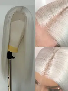 White Wig for Women 13x4 Lace Front Wig 26inch Long Straight Synthetic Wigs Soft Natural Heat-resistant Fiber Cosplay Longhair Wig