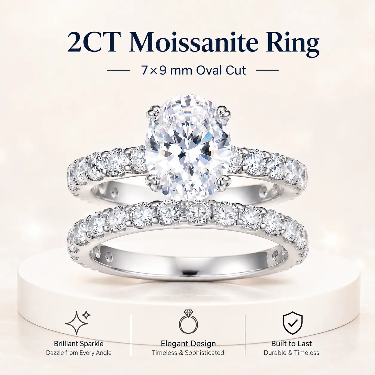 7×9mm GRA Certified D Color VVS1 Moissanite Engagement Ring Set for Women, S925 Sterling Silver Solitaire Wedding Bridal Ring, Luxury Promise Jewelry queen ring