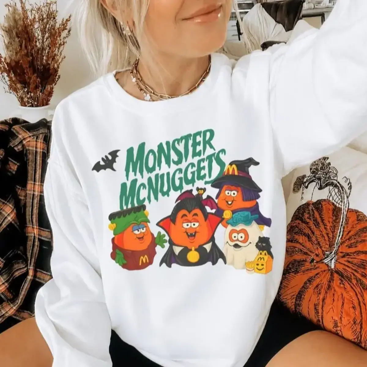 Retro Monster Nuggets Sweatshirt, Spooky Nuggets Meal Bucket Halloween Shirt