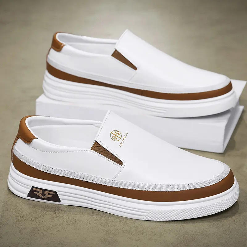 NWOT TOLYPACH Slip On Platform Sneakers White Tan Casual Shoes Men’s 10.5 New Men main image 4
