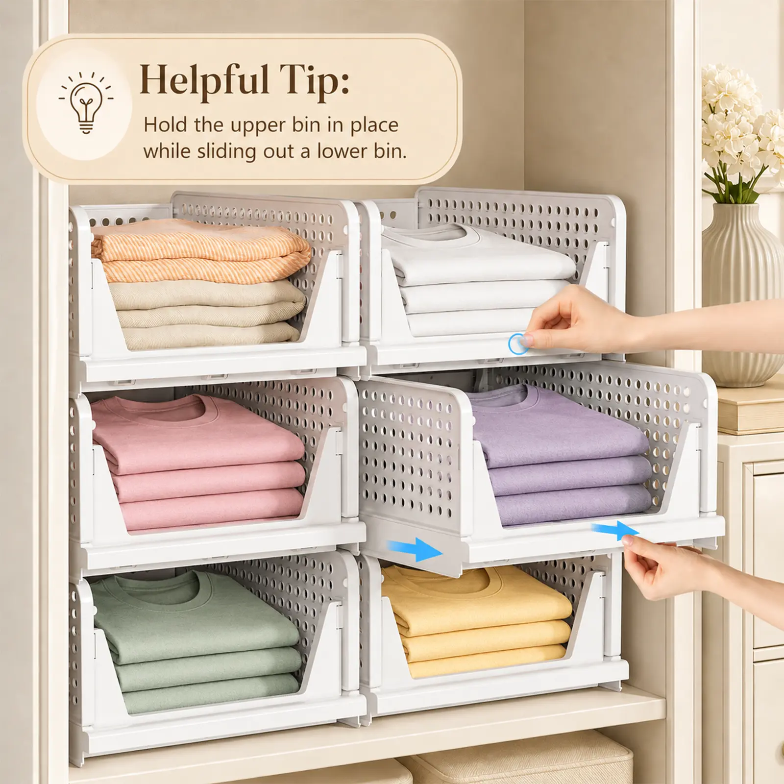5–10 pack closet storage baskets, multifunctional closet organizer suitable for bathroom, kitchen, laundry room, and wardrobe storage; space-saving clothing organizer, white