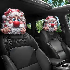 Funny Christmas Santa Car Headrest Covers, Washable Universal Fit, Easy Install Decor, Relieve Long Drive Fatigue, Halloween & Christmas, Car Interior Decoration
