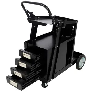 Heavy Duty 2-Tier 4 Drawers Rolling Welding Cart Portable Welder Storage Trolley with Wheels for MIG TIG ARC Welder Plasma Cutter and Welding Accessories