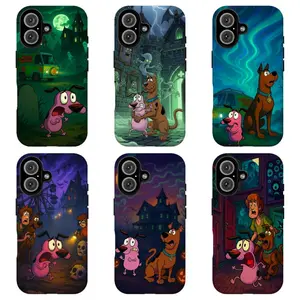FL-Retro Scby-D00 & C0urage the C0wardly Dog Horror Collage Phone Case,Nostalgic 90s Cartoon Tough Case For iPhone 11 12 13 14 15 16 17 Air Pro Max for Samsung S26 S25 S24 S23 S22 S21 Case,Gift for her/him/fans