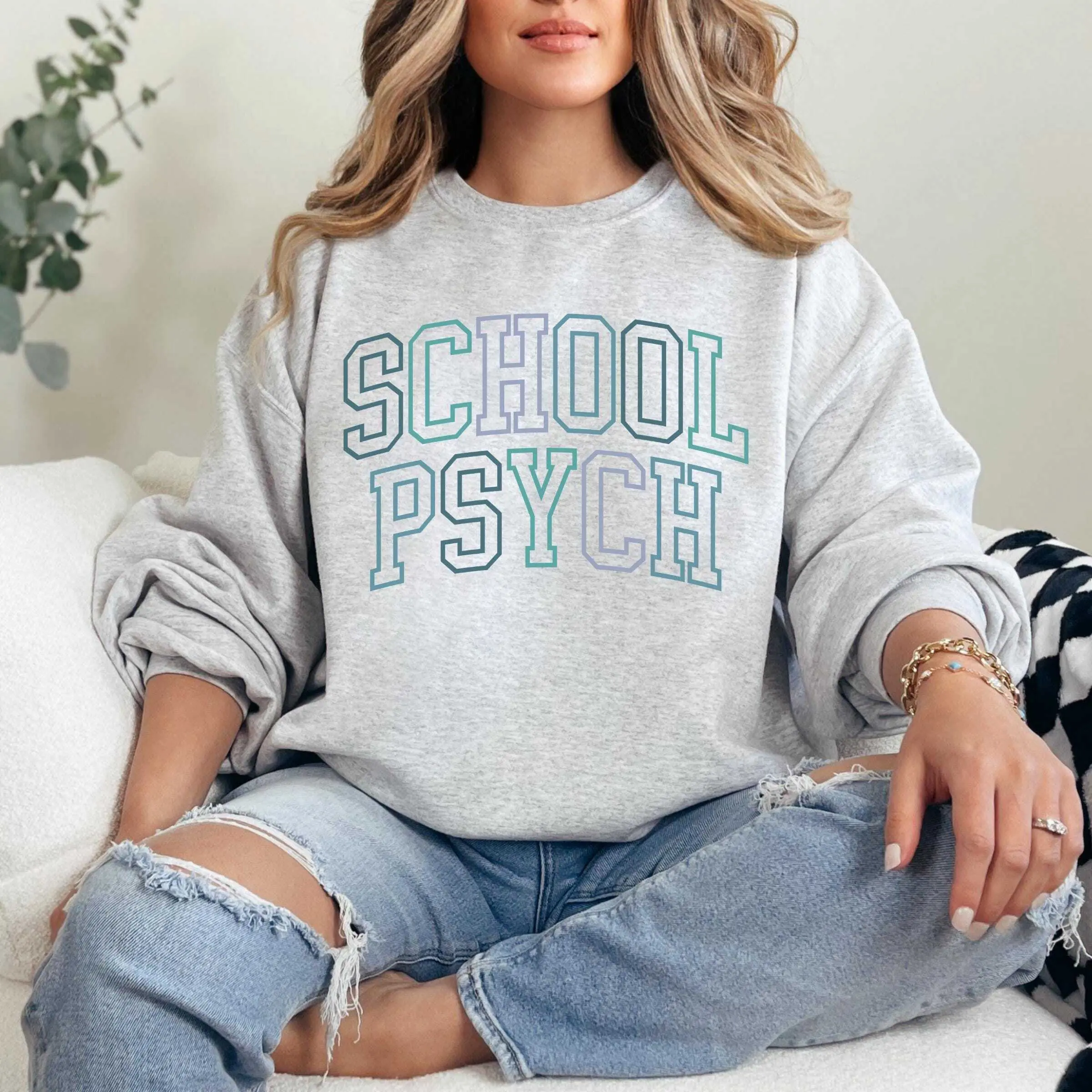 School Psych T-Shirt OR sweatshirt ,  Gift for School Psychologist Graduation, Grey Color, Soft Fabric Womenswear Bottom