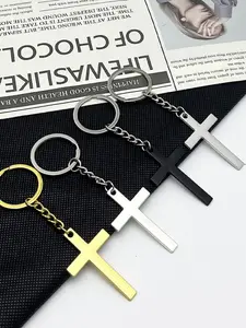 1 piece of simple double sided cross keychain pendant a creative punk Y2K hanging ornament keychain suitable for both men and women Keychain Jewelry