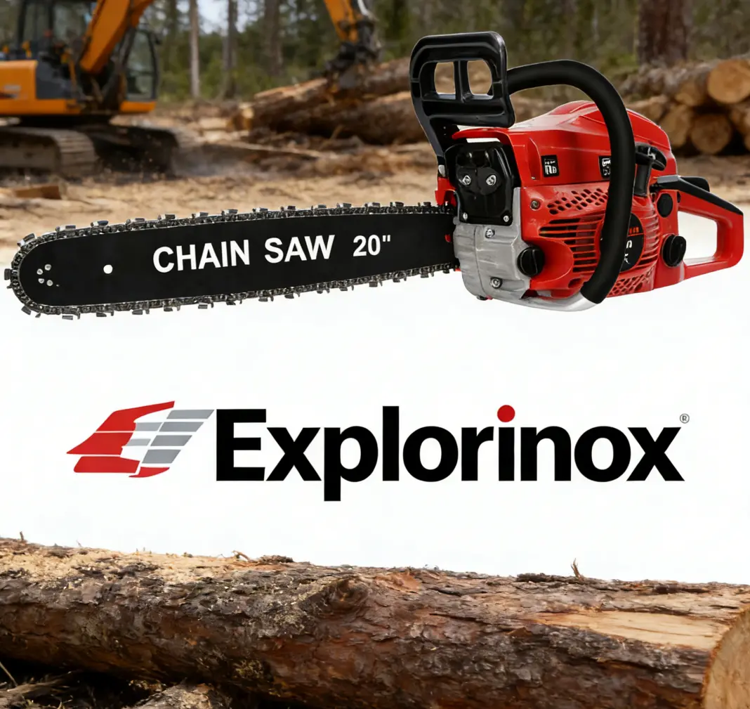 Explorinox 20-Inch Gasoline Chainsaw, 58CC 2-Stroke High-Power Handheld Cordless Logging Saw, 2200W for Wood Cutting & Tree Trimming