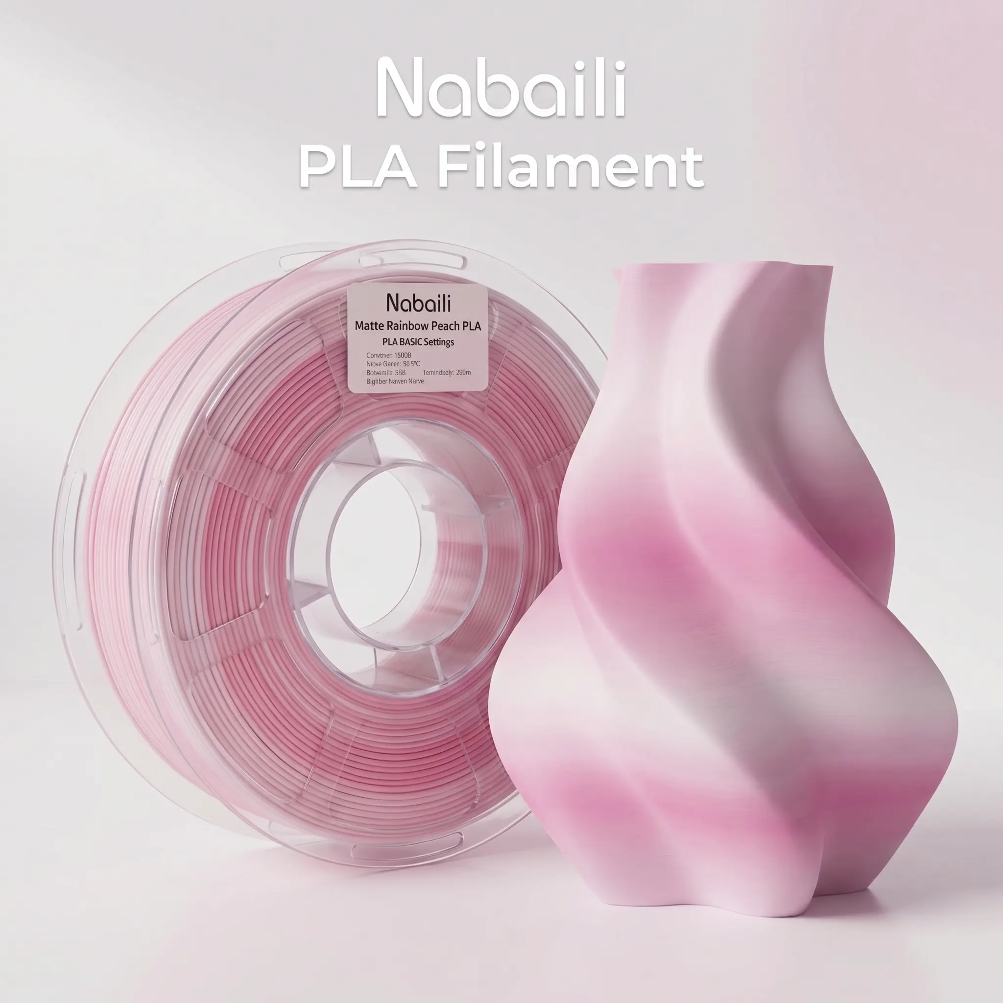 Nabaili Matte Rainbow Peach Polylactic Acid (PLA) Filament - Versatile 3D Printing Supply for Creative Projects, Pla Filament 3D Printing Supplies