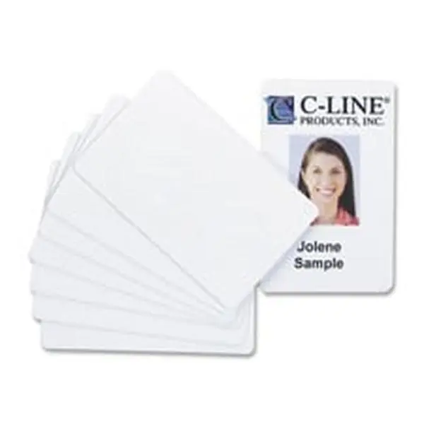 C-Line PVC ID Card, 3.38 in. x 2.13 in., 30 mil Thickness, 100-Pk, White, Compatible with Leading ID Printers