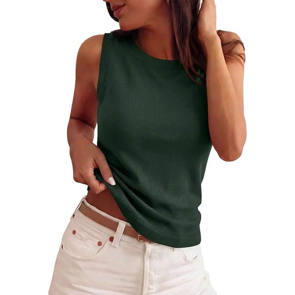 PrettyGarden Sleeveless Sweater Tops for Women Summer Dressy Ribbed Tank Tops Spring Business Casual Work Shirts Blouses