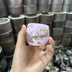 Delicate Pink Teacup with Peacock, Birds and Floral Design, Plus Golden Accents-297