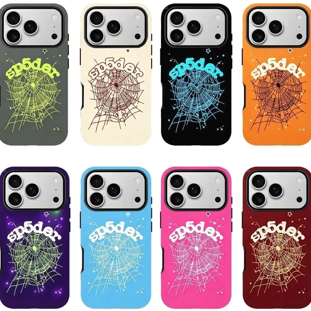 Sp5der 555 Phone Case: A trendy and rugged protective cover that seamlessly blends cutting-edge aesthetics with comprehensive, drop-resistant protection. Compatible with the iPhone 11–17 Pro Max/Plus series and Samsung Galaxy S23–25 series.