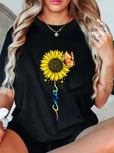 100% Cotton Unisex CNA Nurse Sunflower Certified Nursing Assistant T-Shirt Casual Top