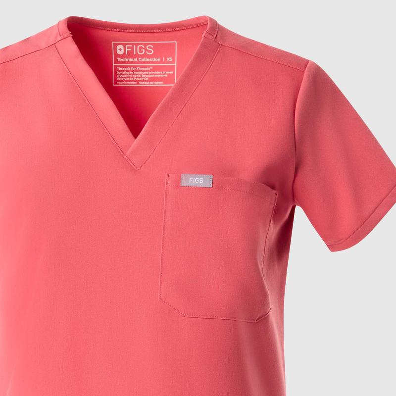women's Pulmonary Pink Catarina Petite - One-Pocket Scrub Top