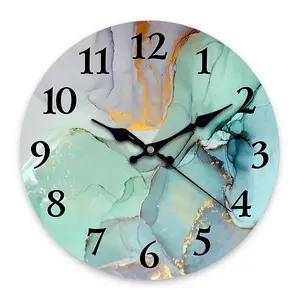 Marble Pattern Wall Clock, 1 Count Battery Powered Round Wall Clock without Battery, Home Decor for Living Room, Kitchen, Bedroom & Office
