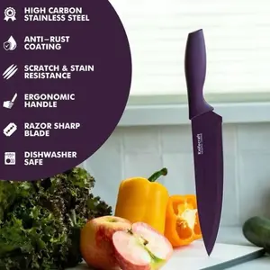 Anthony Lee Shop 12-Piece Color-Coded Kitchen Knife Set with Non-Stick Ceramic Coating, 6 Blade Guards, Dishwasher Safe, Durable Stainless Steel - Block, Stylish