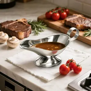 3-Pack Stainless Steel Gravy Boats, 3 oz Sauce Dispenser for Gravy, Syrup, Juice, Ideal for Thanksgiving, Christmas Dinners