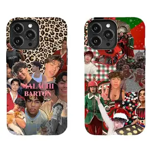 Custom Malachi Barton Exclusive Fan Art Smartphone Case - Protective Rugged Shockproof Polycarbonate Cover with Leopard Print Christmas Theme, Camera Protection, Festive Aesthetic for iPhone 17 Pro Max,16,15,14,13,12,11 | Mobile Phone Tech Accessory