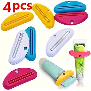 4-Piece Lightweight Manual Toothpaste Squeezer Set, No Power Needed, Ideal Bathroom Storage Solution, Easy-To-Use Handheld Design