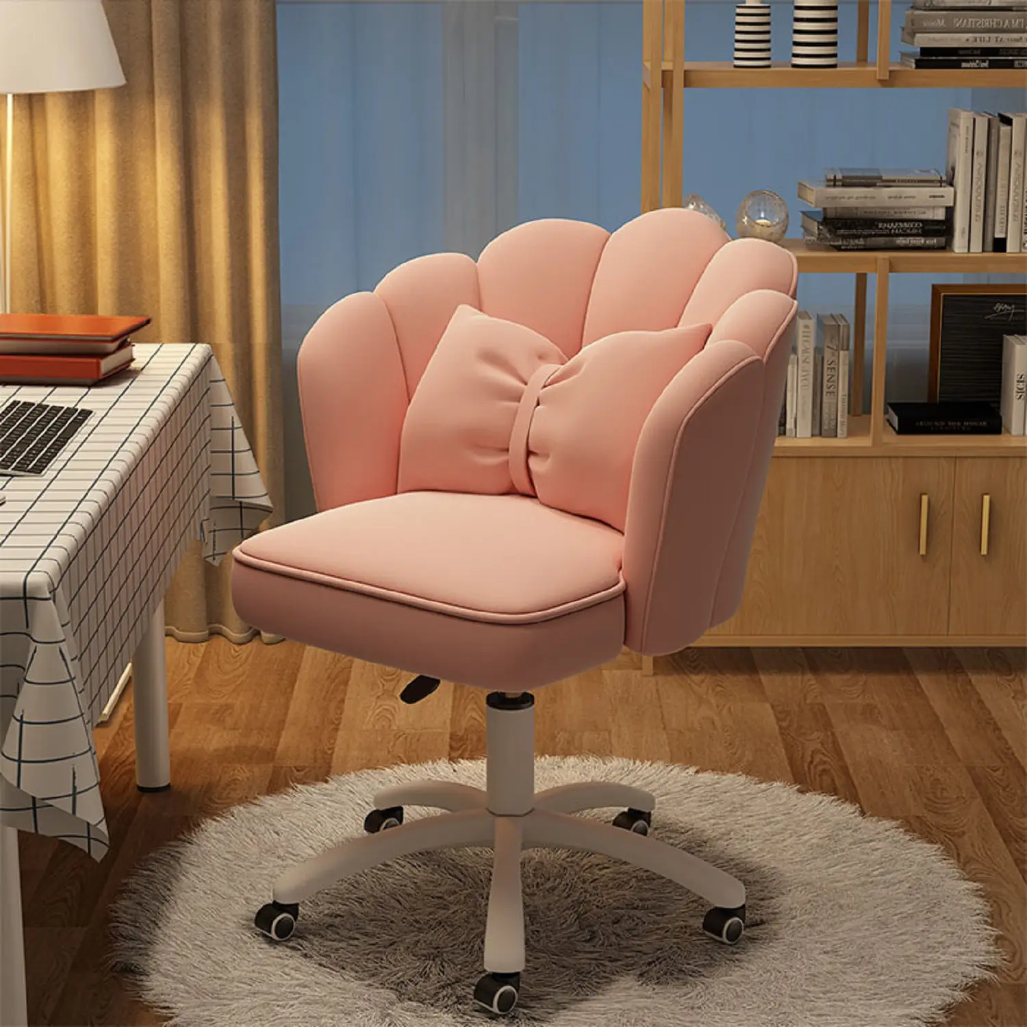 【Back To School】Petal Chair Vanity Office Chair Cute Petal Desk Chair, Modern Fabric Home Butterfly Chairs Height Adjustable Chair Makeup Chairs Compu