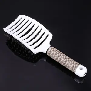 DWY Curved Boar Bristle Hair Brush Professional Detangling & Scalp Massage Comb Heatless Hair Care Styling Tool for All Hair Types