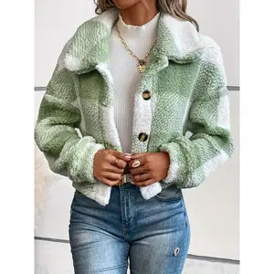 New loose jacket from American shipping, autumn and winter double-sided velvet plaid short jacket