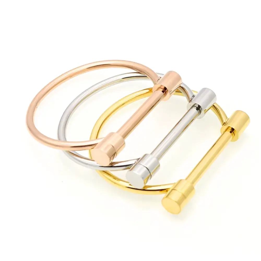 Bar w/ Screw Bangle Bracelet - Stainless Steel