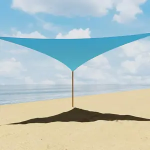 Superior UV Block Sun Shade Sail Canopy – 16FT Triangle Outdoor Awning – Breathable HDPE Fabric – Perfect for Patio, Garden, Deck, or Backyard – Sand