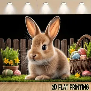 2D Flat Banners-1pc Festival banner Easter Bunny Basket Eggs Theme Design Multi functional decorations suitable for festivals, courtyards, studios, homes, and garden celebrations - the perfect Easter gift