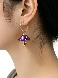 Dripping Oil Mushroom Dangle Earrings, Forest Style Cute Versatile Ear Jewelry, Trendy Accessory for All Seasons