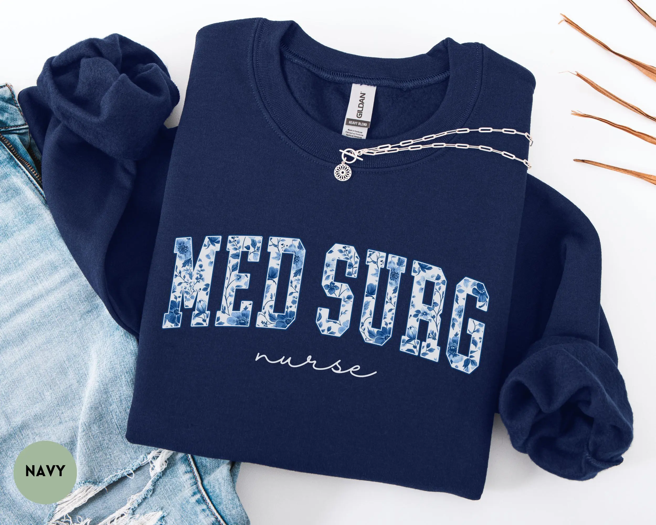 Med Surg Nurse T-SHIRT / Sweatshirt , Medical Surgical Nurse Crewneck, Nursing School Grad Gift, Blue Toile Med Surg Sweater, Clothes Unisex