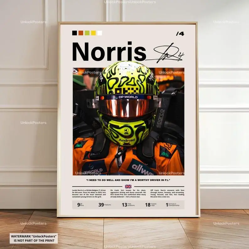 Lando Norris Poster, British Racing Print, Motorsport Wall Art, Grand Prix Decor, Fan Gift, Norris Racing