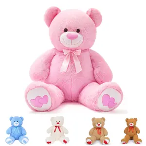 SNOWOLF 43" Giant Teddy Bear Big Stuffed Animal Bears with Red Love Heart Cuddly Soft Large Plush Toy for Kids Girlfriend Valentine's Baby Shower Multicoloured