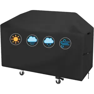 Grill Cover, 48 inch Gas Grill Cover for Outdoor Grill,  Barbecue Cover with Hook-and-Loop Straps, Fadeproof & , Weather Resistant, Barbecue Gas Grill Cover, Black