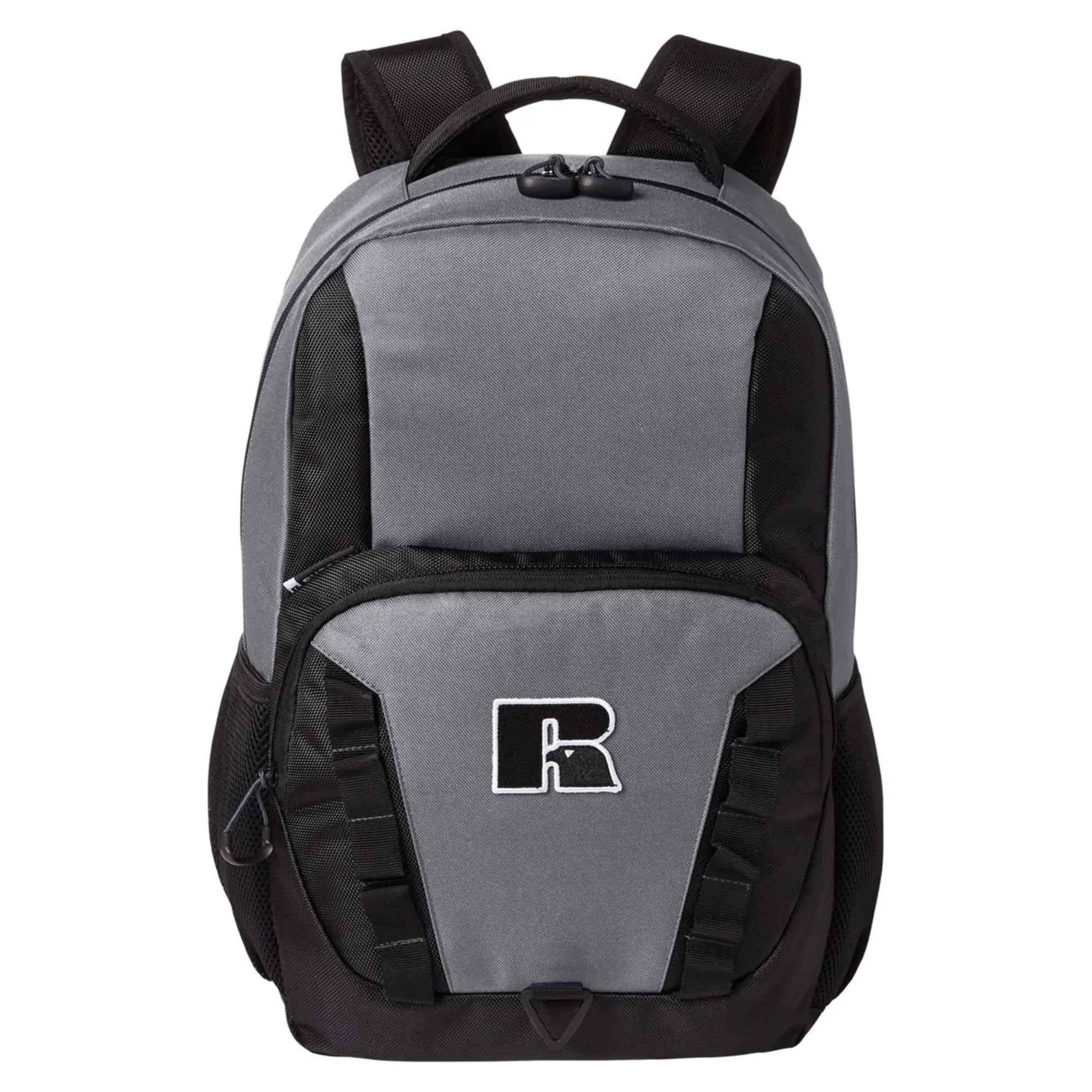 Russell Athletic Layup Laptop Backpack Grey Black, Large Casual School Backpack with Laptop Compartment, Lightweight Travel Daypack, Durable Athletic Backpack for Work, School, College, Sports, Travel and Everyday Carry