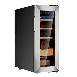KingChii 35-70L Electric Temperature & Humidity Control Cabinet, Quiet Semiconductor Cooling System with Spanish Cedar Wood Shelves for Home Office