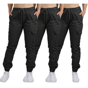 3-Pack Women's Cotton Flex Stretch Cargo Hiking Combat Quick Dry Jogger Pants , Tactical Cargo Pants