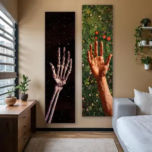 Skeleton Hand & Cosmic Pattern Tapestry, Vertical Banner Tapestry, Wall Hanging Space Galaxy Long Narrow Tapestry for Bedroom Living Room, Decor, Halloween, Tapestry Wall Mural
