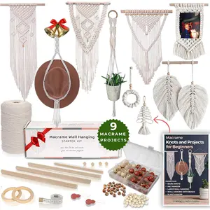 DIY Macrame Kit for Beginners with 9 Macrame Projects Ebook, 115 count Macrame Supplies & 220yd  Yarn | Create  Bohemian Decor Craft Projects!  DIY Crafts for Adults!