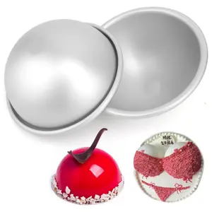 2PCS 5 Inch Dome Cake Pan, Football, Hemisphere Cake Mold, 3D Soccer Cake Pan, Aluminum Cake Decorating Mold Nonstick Baking Tool