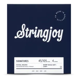Stringjoy 45-105 Short Scale 4 String Light Gauge Signatures - Nickel Wound Bass Guitar Strings