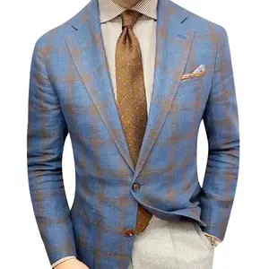 Mens Plaid Blazer Sports Coat CasualFit Checkered Blazer for Men Party Dating wedding suits