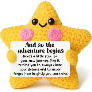 Crochet Star Graduation Gift, New Job & Good Luck Keepsake, Farewell & Moving Gift for Coworker Friend, Motivational Desk Decor for Student, Congratulations for New Adventure