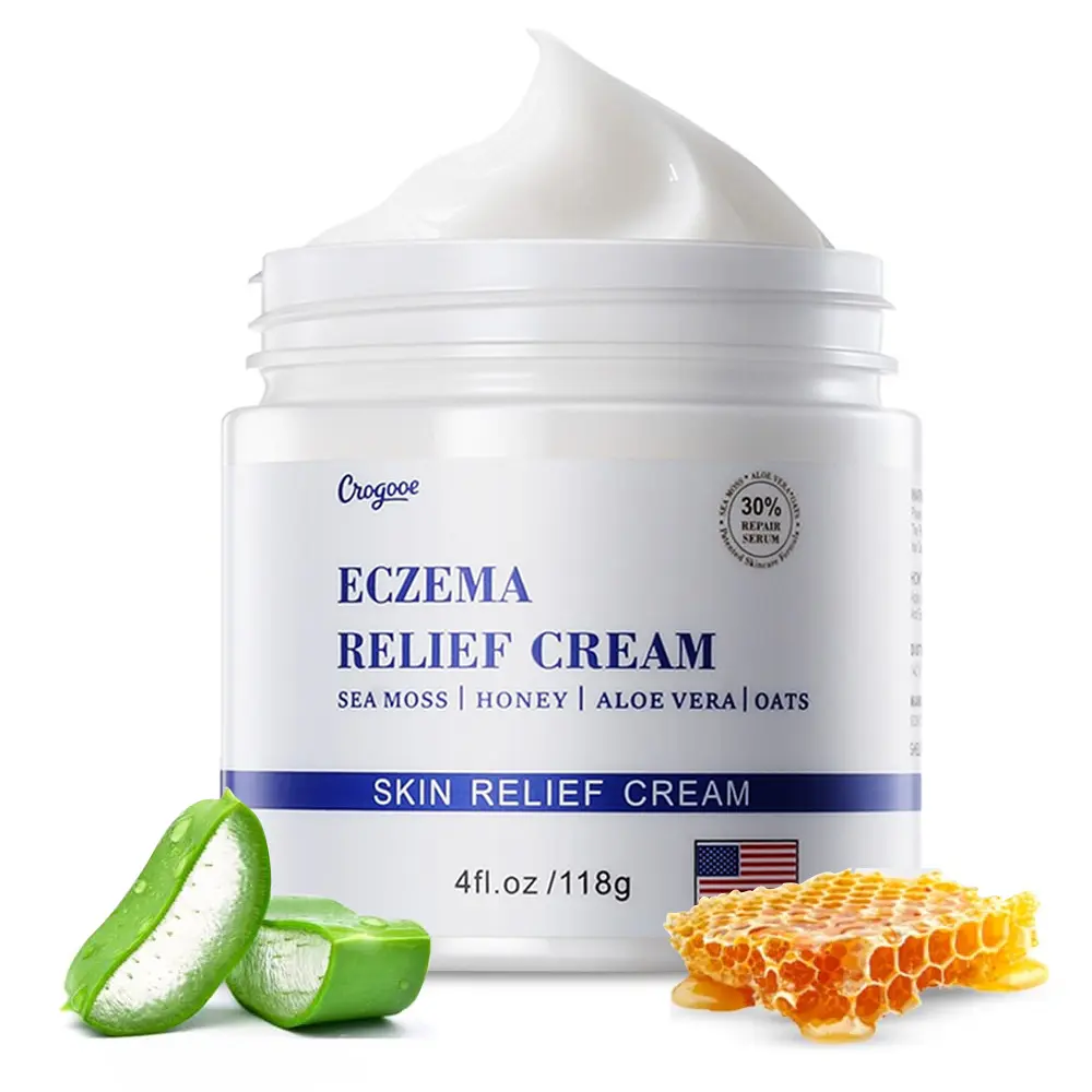 Natural Soothing Eczema Cream - Honey & Sea Moss - Organic Eczema Relief Cream - for Face & Body, Natural Dry Skin Repair