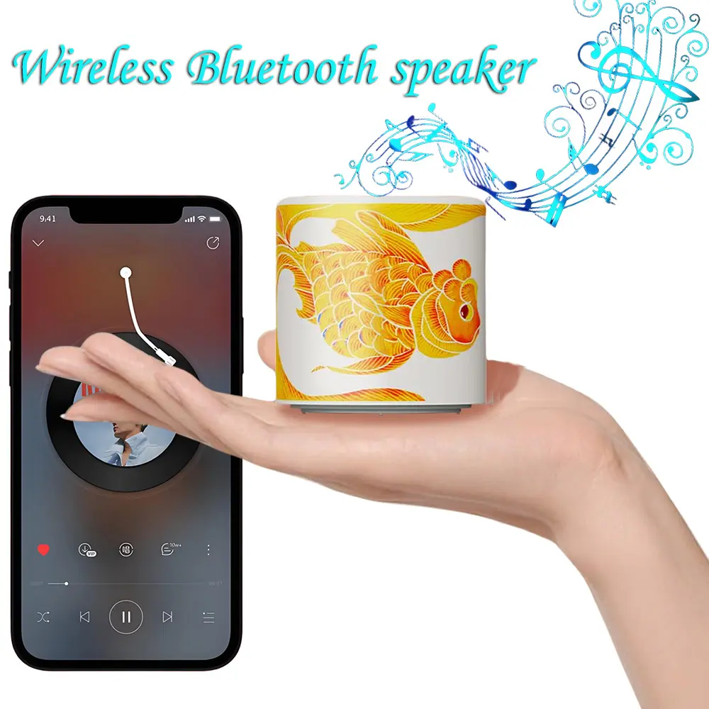 Mini Bluetooth Shower Speakers, Portable Wireless Speaker, IP67 Waterproof Speaker, Ceramic Material，Pairs Easily to Phones, Tablets, Computer, Gift Halloween Thanksgiving Christmas New Year Gifts