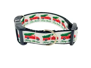Christmas Tree Pickup Truck Merry Christmas Dog Collar