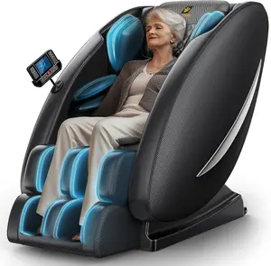 Massage Chair Recliner with Zero Gravity, Full Body Massage Chair with Heating, Bluetooth Speaker, Airbags, Foot Roller, Touch Screen, Space-Saving for Office,Faux Leather