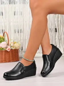 Women's Thick Sole Flatform Dress Loafers Summer New One-Step Vintage Leather Shoes, Anti-Slip Durable Casual Footwear for Women