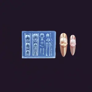 Doll Parts Nail Art Mold, Mini Bjd Style Head & Body Silicone Mold, 3D Tiny Figure Casting Tool, DIY Nail Charms, Resin Crafting, Phone Case Embellishments